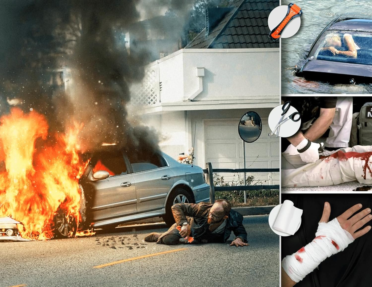 WONCROW | Kit de Survie Complète + Trousse de Secours + Paille Filtrante + Sac + Pierre Allume Feu Couverture Pince Multifonction Outils Accessoire Militaire Boite Gadget Premiers Soins Pêche – Image 7