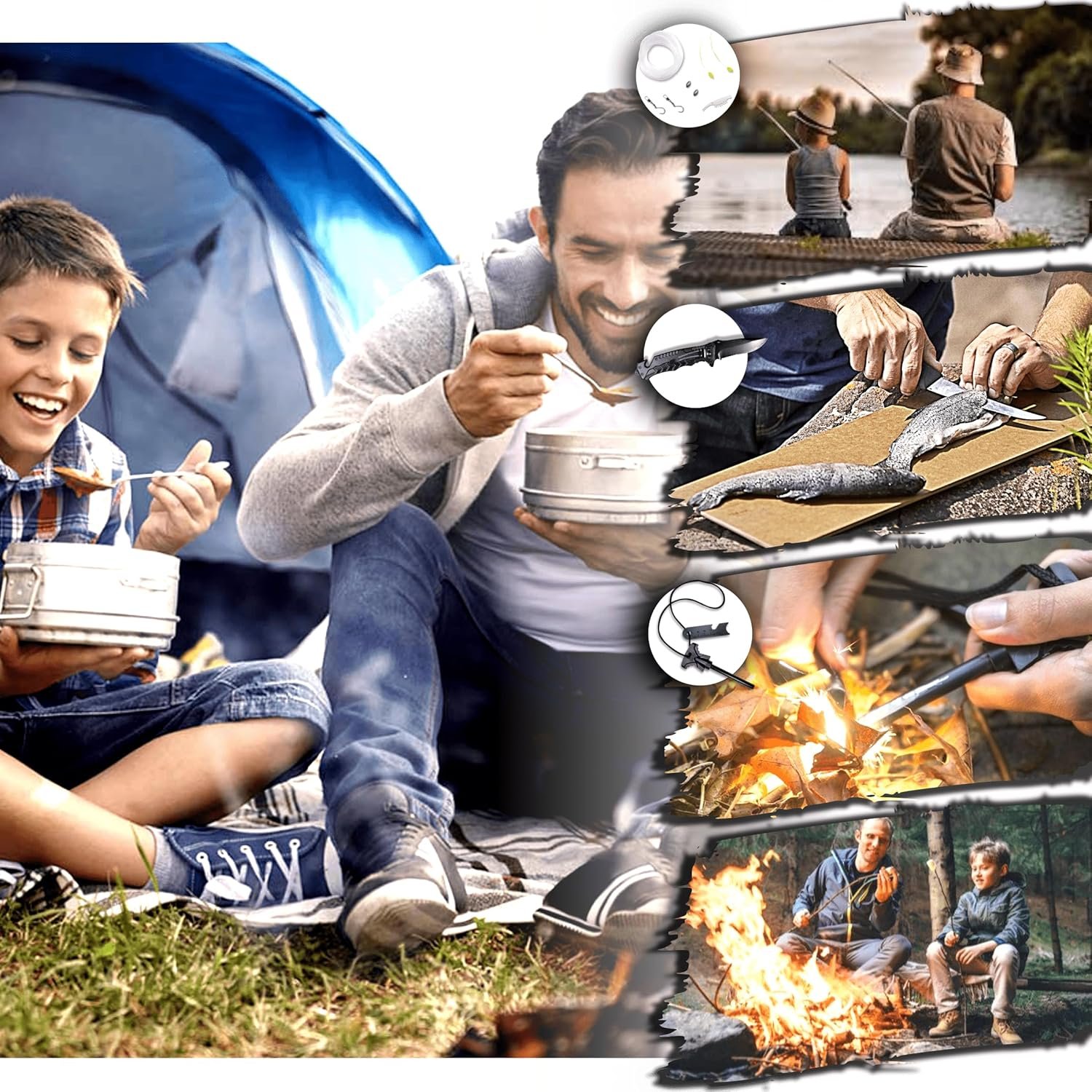 WONCROW | Kit de Survie Complète + Trousse de Secours + Paille Filtrante + Sac + Pierre Allume Feu Couverture Pince Multifonction Outils Accessoire Militaire Boite Gadget Premiers Soins Pêche – Image 3