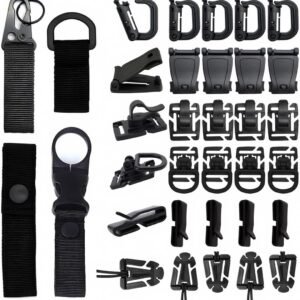 SSRDFU 34 Pcs Ensemble de Clips d’équipement Tactique Molle avec Fixation,Clip d’équipement Tactique,Sac de Taupe, Ceinture de Gilet,Anneau en D pour Sac à Dos Tactique,adapté au Camping en Plein air