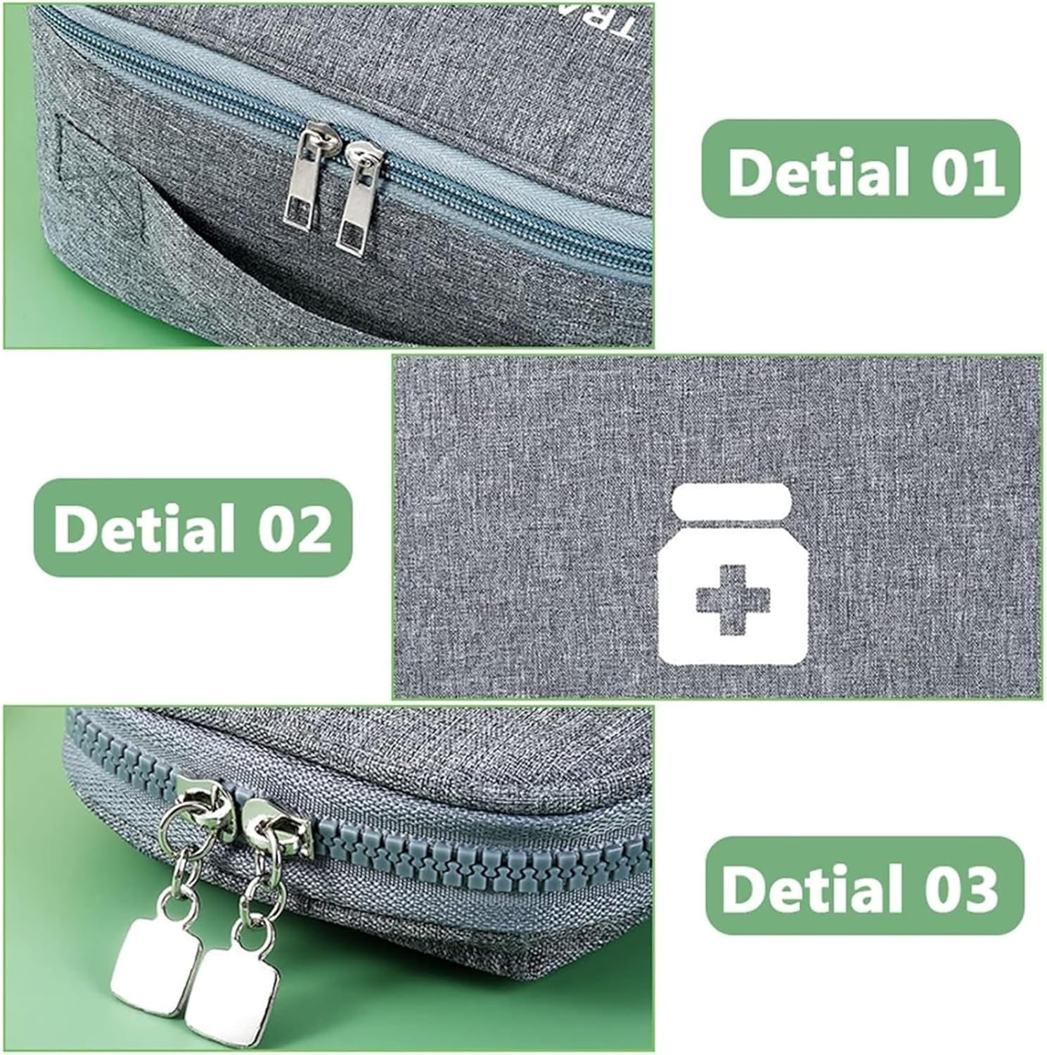 Compact Medical Emergency Survival Pack, Médecine d'urgence Home Pack Compact Medical Survival Pack, pour La Maison, Survie, Camping, Randonnée, Bureau, Voiture, Extérieur,Gris,S – Image 4