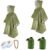 Ensemble de couverture d&rsquo;urgence, poncho, couverture thermique en mylar – Poncho de pluie, équipement de survie et équipement pour activités de plein air, camping, randonnées, anneaux (vert)