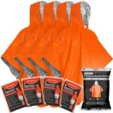 aZengear Poncho de Survie d’urgence (Lot de 4) Couverture Thermique en Mylar pour rétention de la Chaleur et de la Pluie | Réversible avec Capuche | Imperméable, Coupe-Vent, Portable